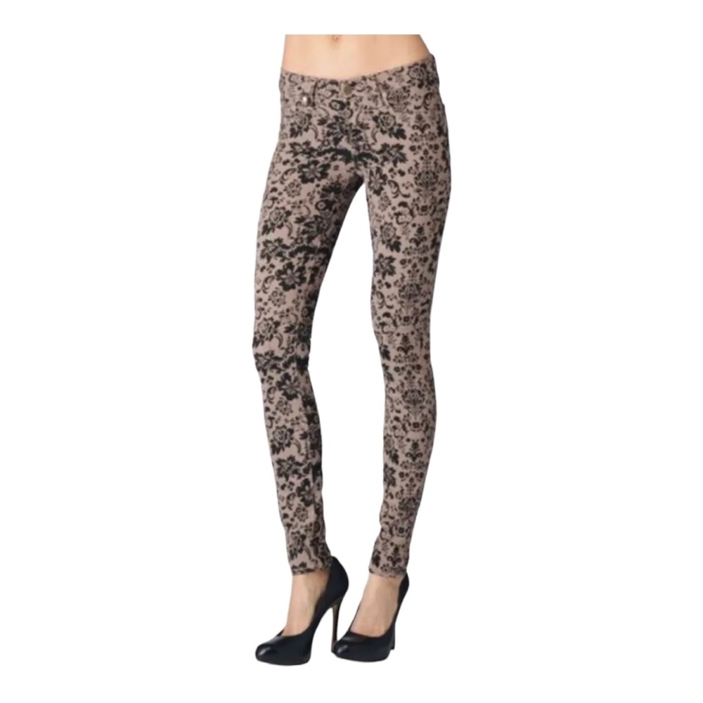 Paige Verdugo Ultra Skinny Jeans Tan Paisley Cotton Pants SZ 28 - Picture 2 of 10